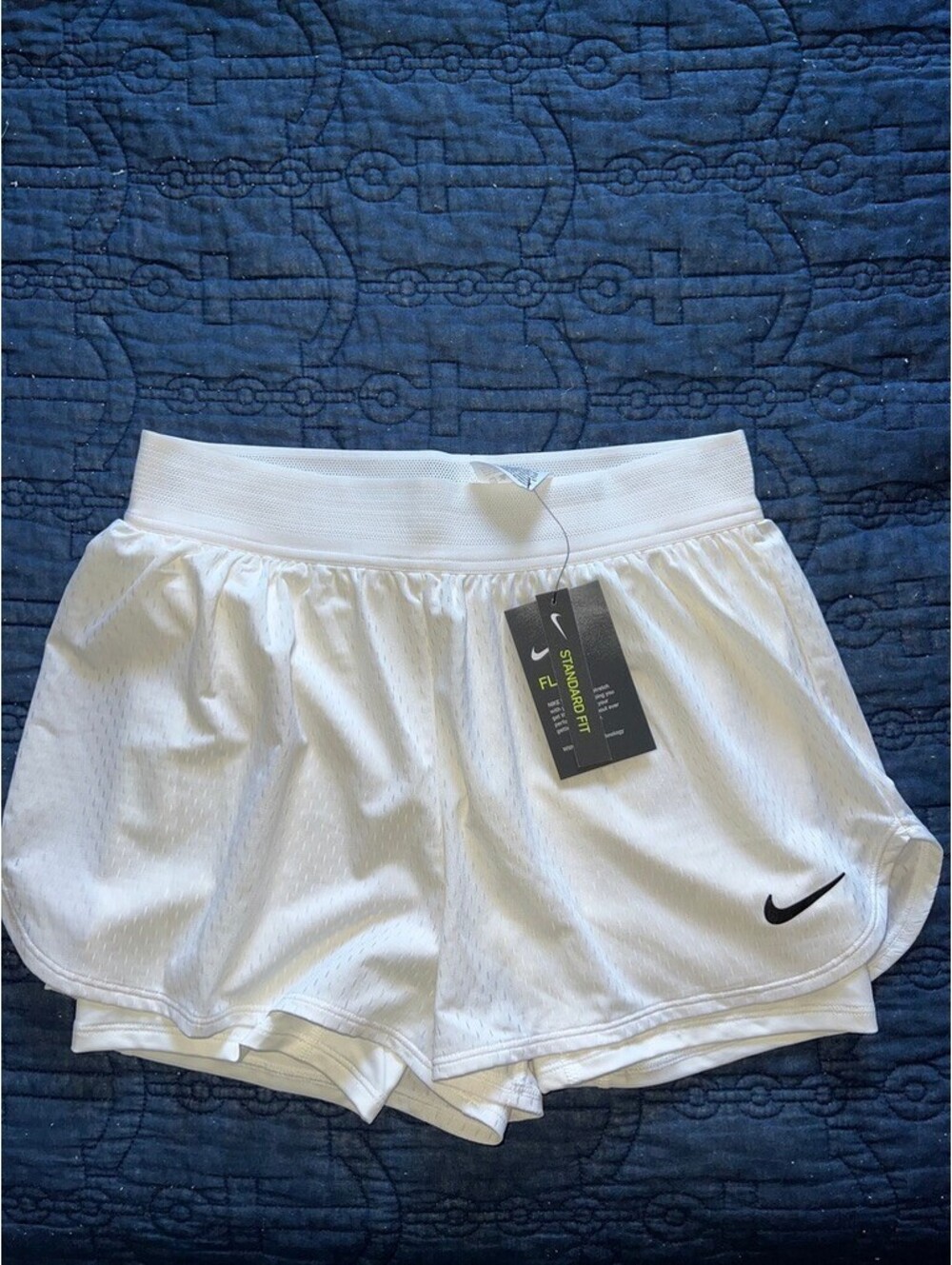 NWT Nike tennis mesh 2 layer shorts S white